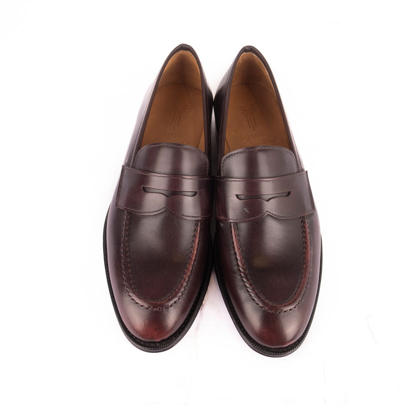 Box Calf Burgundy Penny Loafers