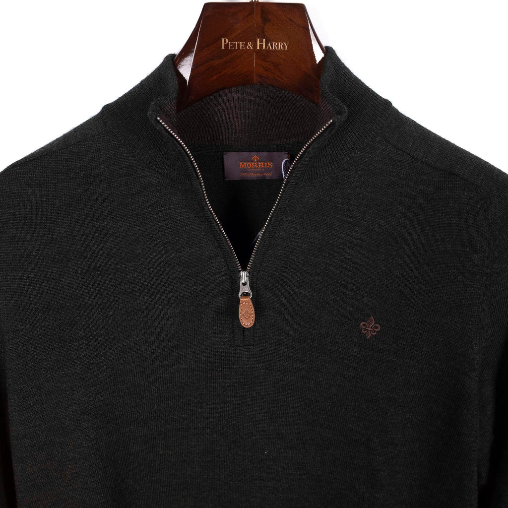 Dark Green Merino Wool Half Zip