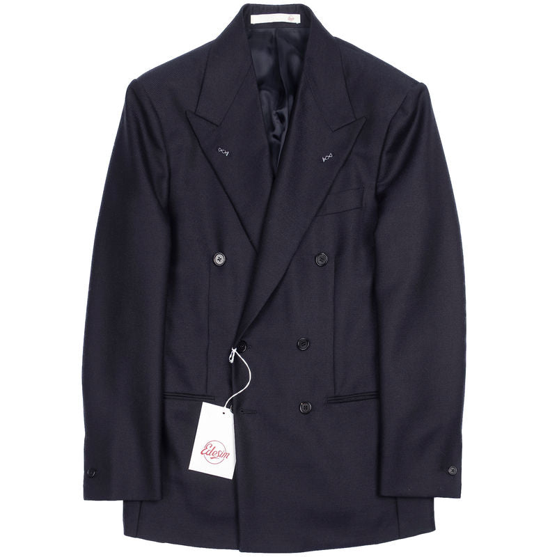 Neapolitan Hand Tailored Navy Double Breasted Cavalry Twill Sport Coat Sz 50