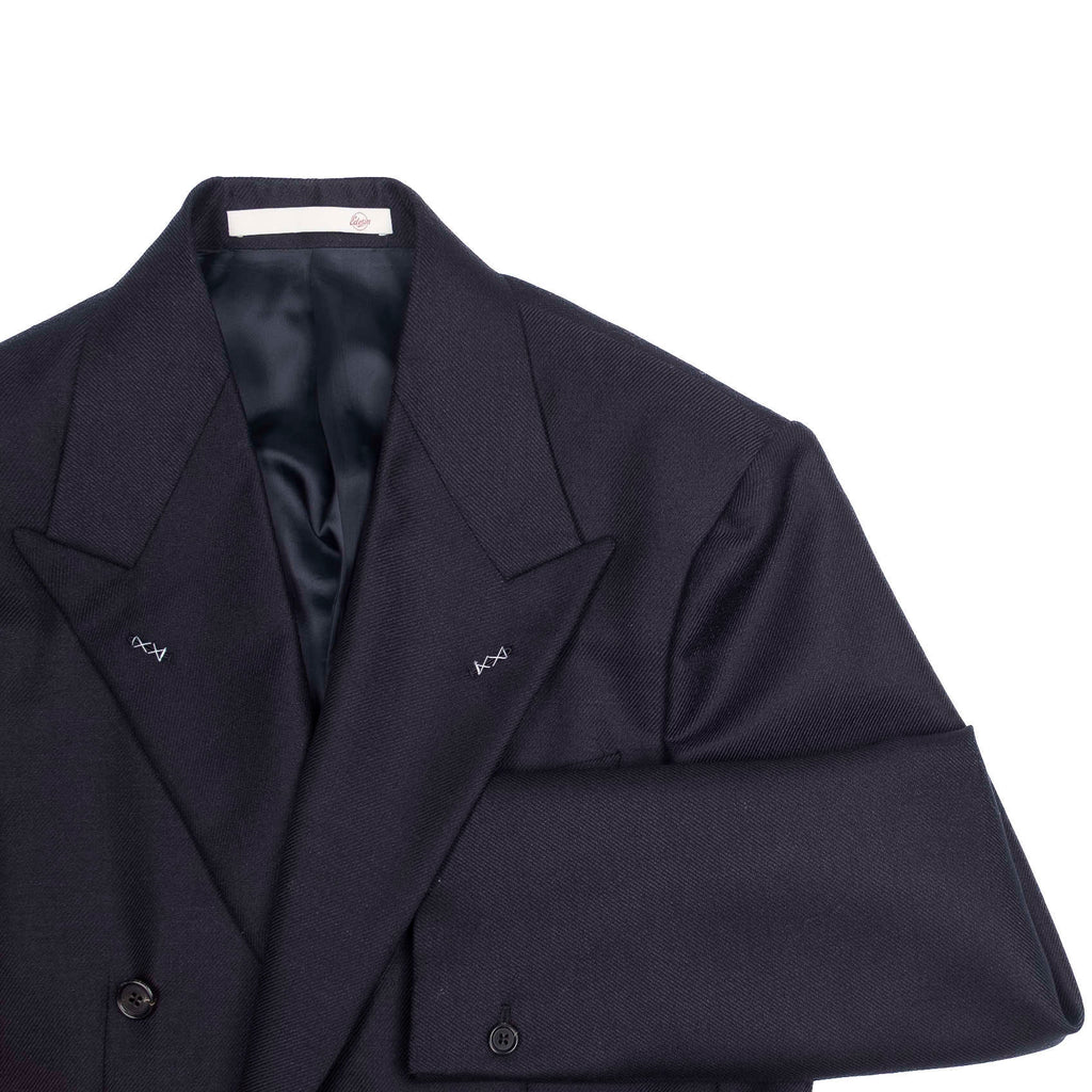 Neapolitan Hand Tailored Navy Double Breasted Cavalry Twill Sport Coat Sz 50