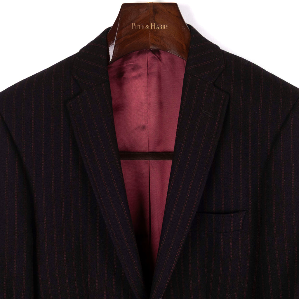 Black Red Striped Wool Coat