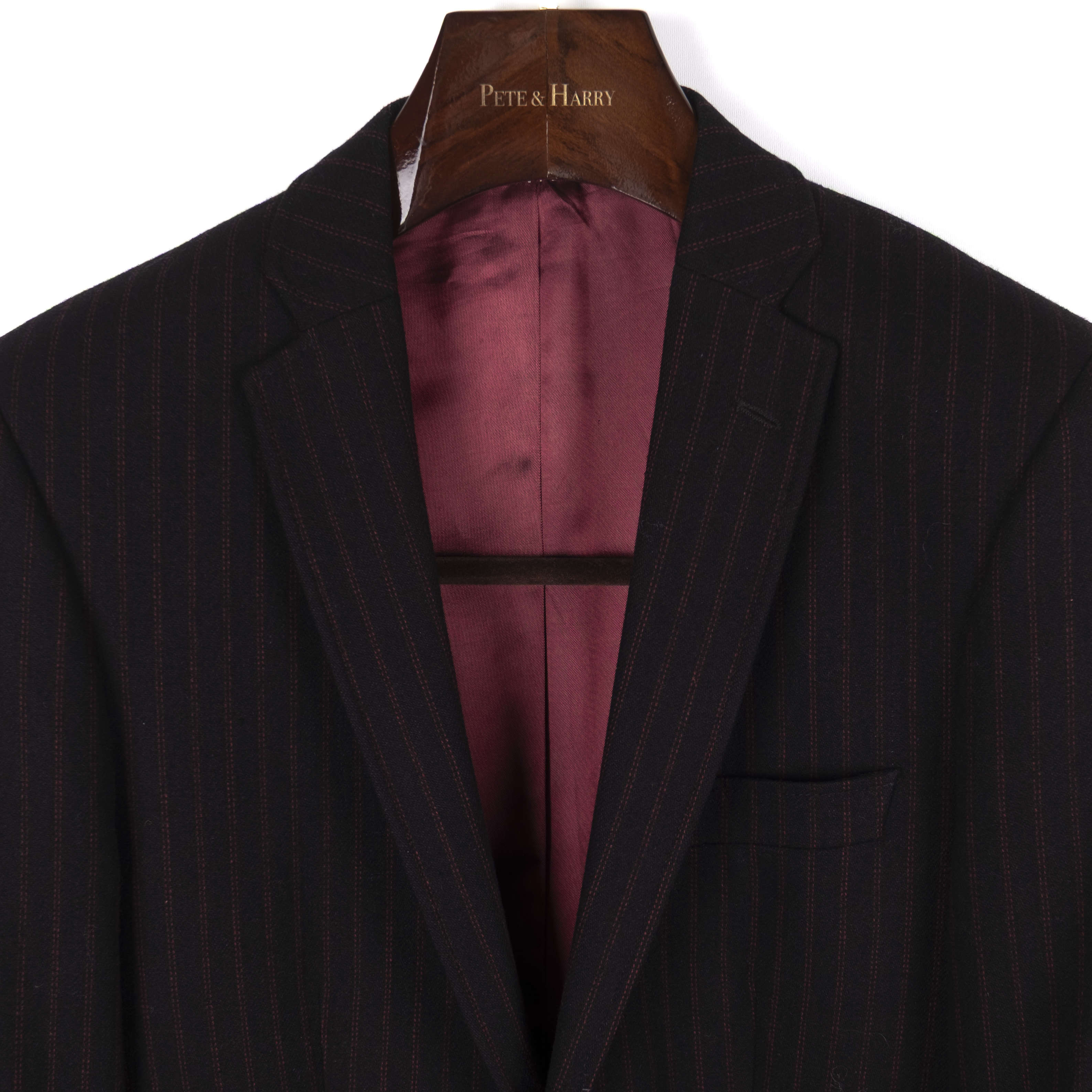 Black Red Striped Wool Coat