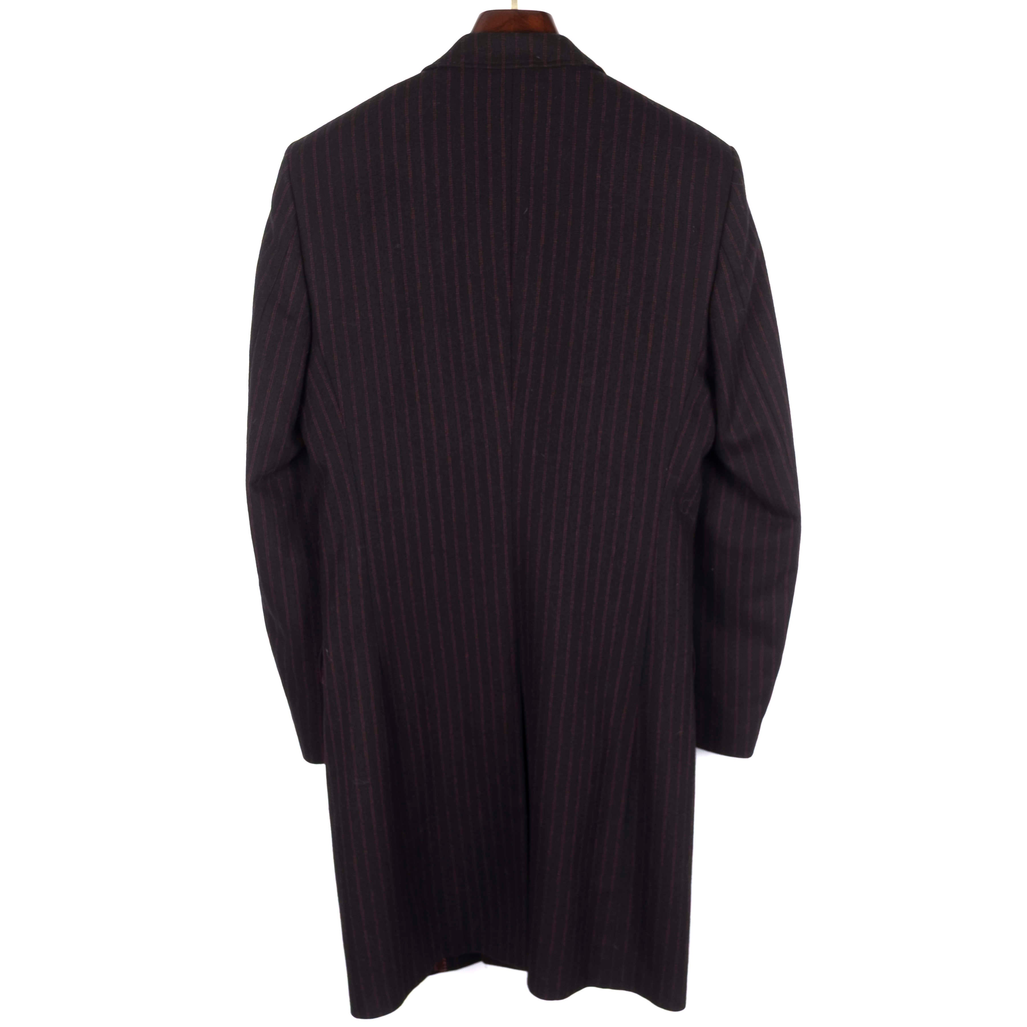 Black Red Striped Wool Coat