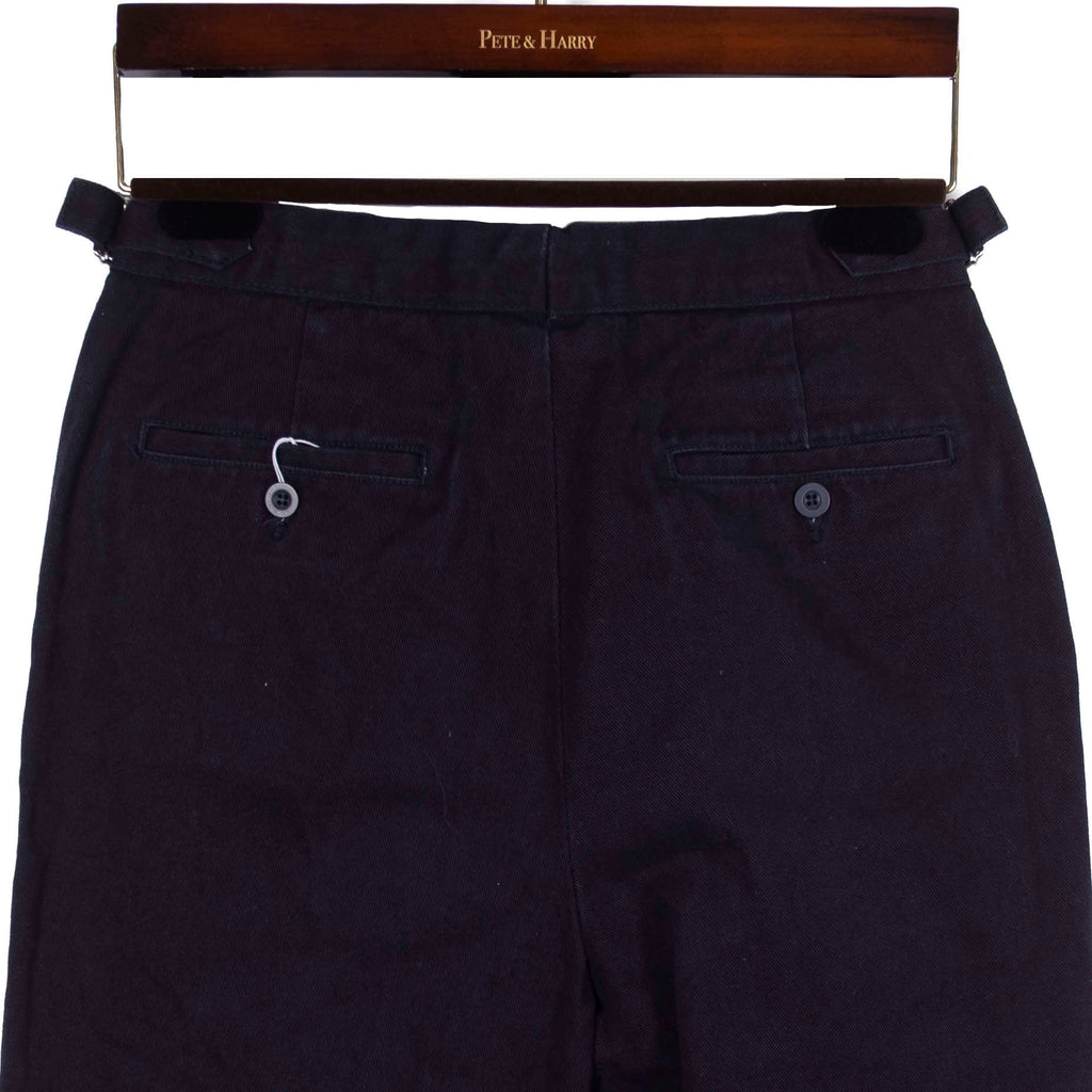 Navy Cotton Trousers with Side Tabs