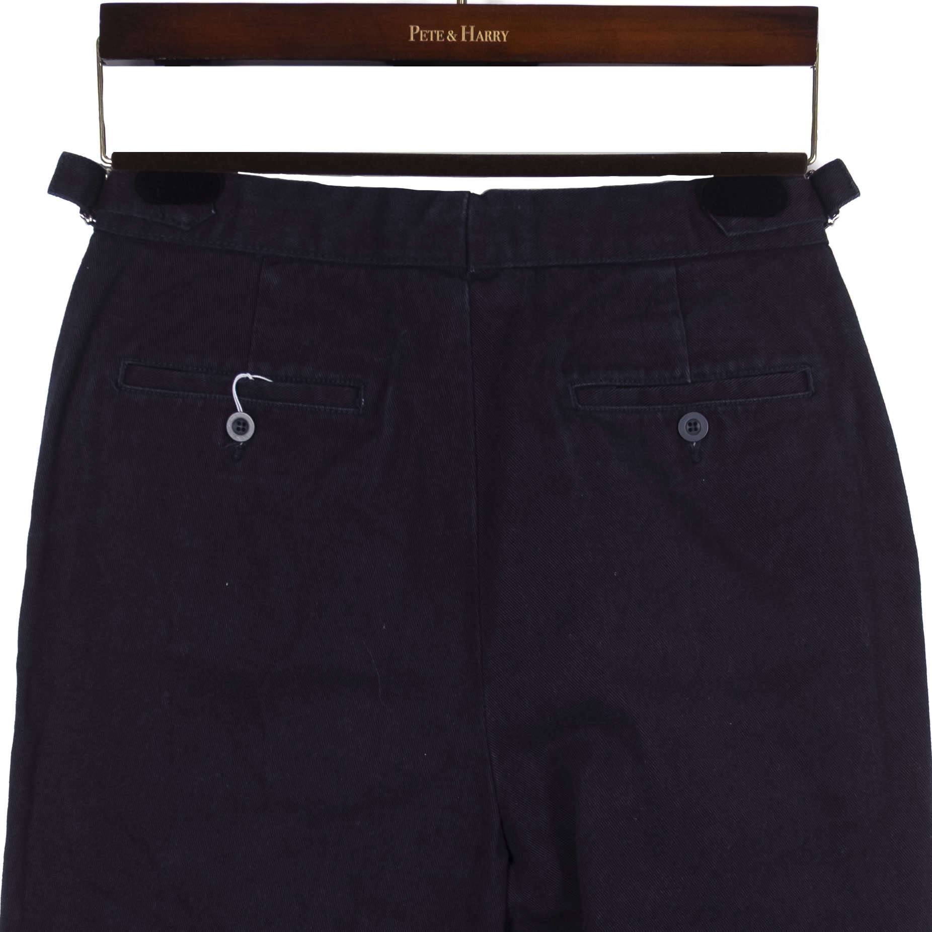 Navy Cotton Trousers with Side Tabs