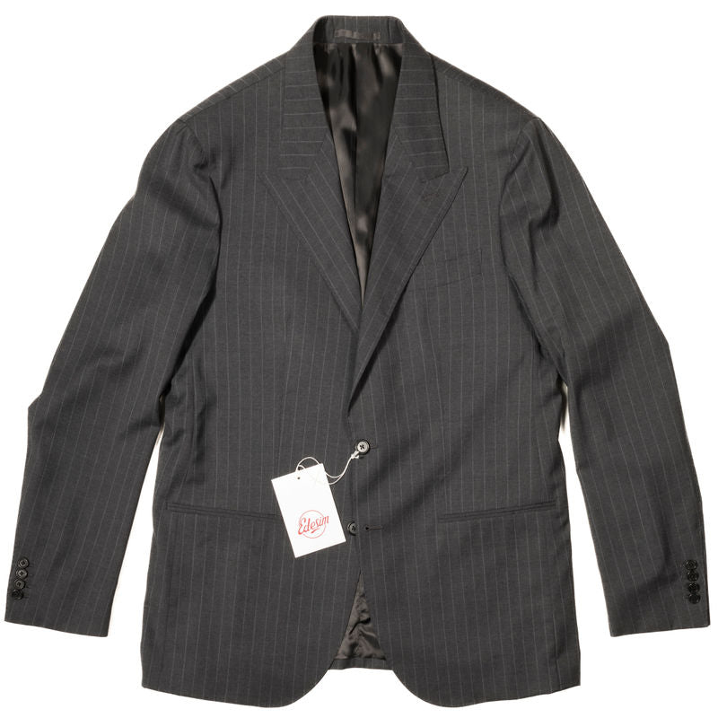 Neapolitan Hand Tailored Grey Chalk Striped Business Suit Sz 56