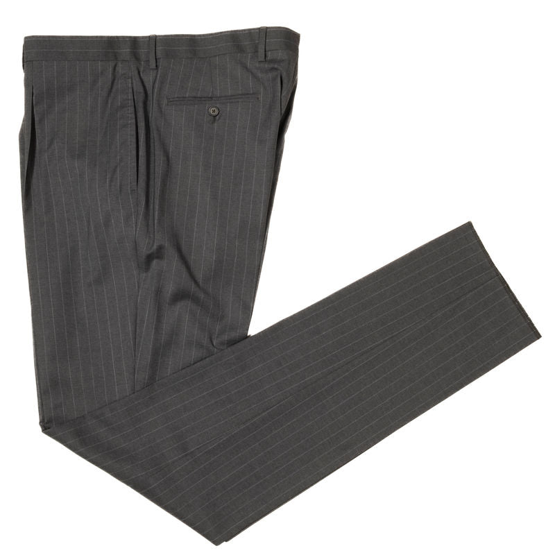 Neapolitan Hand Tailored Grey Chalk Striped Business Suit Sz 56