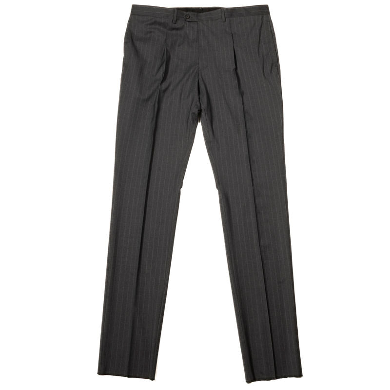 Neapolitan Hand Tailored Grey Chalk Striped Business Suit Sz 56