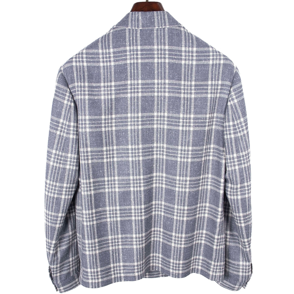 Neapolitan Hand Tailored Blue Checked Utility Jacket Sz 52